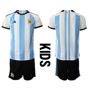 Argentina Replica Home Stadium Kit for Kids World Cup 2022 Short Sleeve (+ pants)